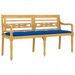 Banc de jardin meuble de patio d'extérieur terrasse avec coussin bleu 150 x 51,5 x 84 cm bois de te
