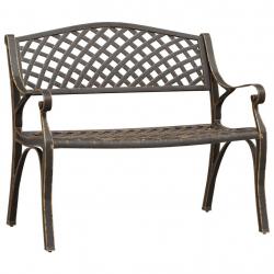 Banc de jardin meuble de patio d'extérieur terrasse 102 x 50 x 83 cm aluminium coulé bronze 02_0011