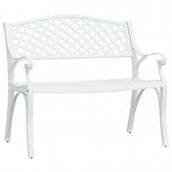 Banc de jardin meuble de patio d'extérieur terrasse 102 x 50 x 83 cm aluminium coulé blanc 02_00111