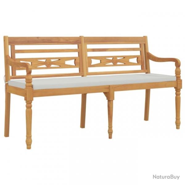 Banc de jardin meuble de patio d'extrieur terrasse avec coussin 150 x 51,5 x 84 cm bois de teck ma