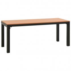 Banc de jardin meuble de patio d'extérieur terrasse 110 x 39 x 45 cm acier et WPC marron et noir 02