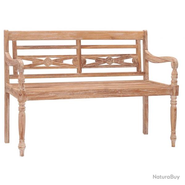 Banc de jardin meuble de patio d'extrieur terrasse 120 x 51,5 x 84 cm huil en blanc bois de teck