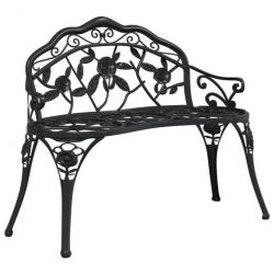 Banc de jardin meuble de patio d'extérieur terrasse 100 x 54 x 80 cm aluminium coulé noir 02_0011142