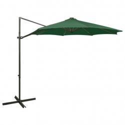 Parasol meuble de jardin déporté avec mât et lumières led 300 cm vert 02_0008545