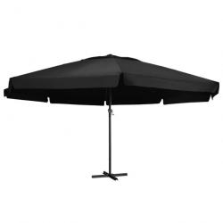 Parasol d'extérieur et mât en aluminium diamètre 500 cm noir 02_0008294