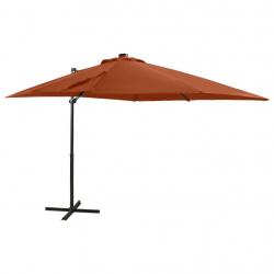Parasol meuble de jardin déporté avec mât et lumières led 250 cm terre cuite 02_0008538