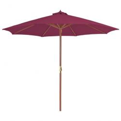 Parasol avec mât en bois 300 cm rouge bordeaux 02_0008116