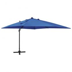 Parasol meuble de jardin déporté avec mât et lumières led 300 cm bleu azur 02_0008520