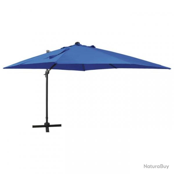 Parasol meuble de jardin dport avec mt et lumires led 300 cm bleu azur 02_0008520