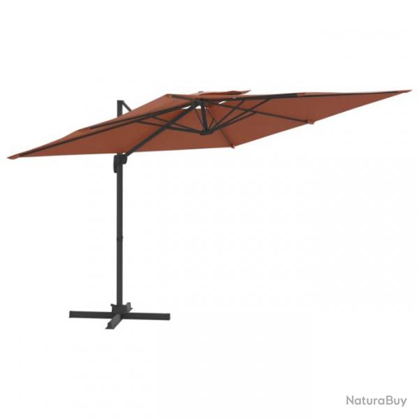 Parasol meuble de jardin cantilever  double toit 400 x 300 cm terre cuite 02_0008162