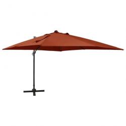 Parasol meuble de jardin déporté avec mât et lumières led 300 cm terre cuite 02_0008540