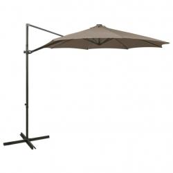 Parasol meuble de jardin déporté avec mât et lumières led 300 cm taupe 02_0008535