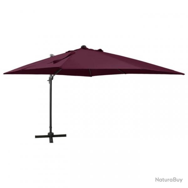 Parasol meuble de jardin dport avec mt et lumires led 300 cm rouge bordeaux 02_0008529
