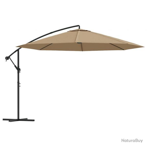 Parasol meuble de jardin en porte--fau x avec poteau en aluminium 350 cm taupe 02_0008635