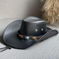 Chapeau de cowboy avec ceinture ornementale - Noir