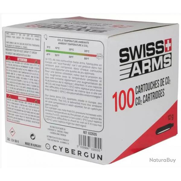 Lot de 100 Cartouches CO2 12g Swiss Arms