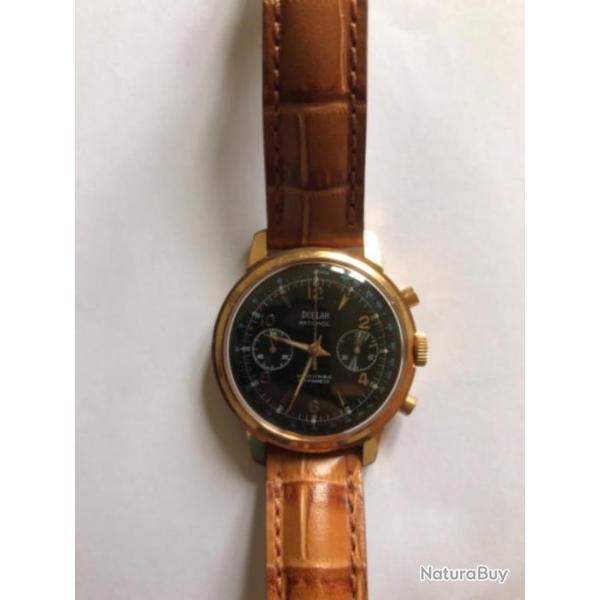 Montre chronographe vintage plaque Or de marque Dollar