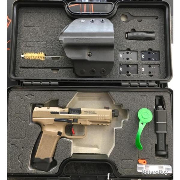 Pistolet CANIK TP9 LITE COMBAT Tan calibre 9x19 avec malette et accessoires