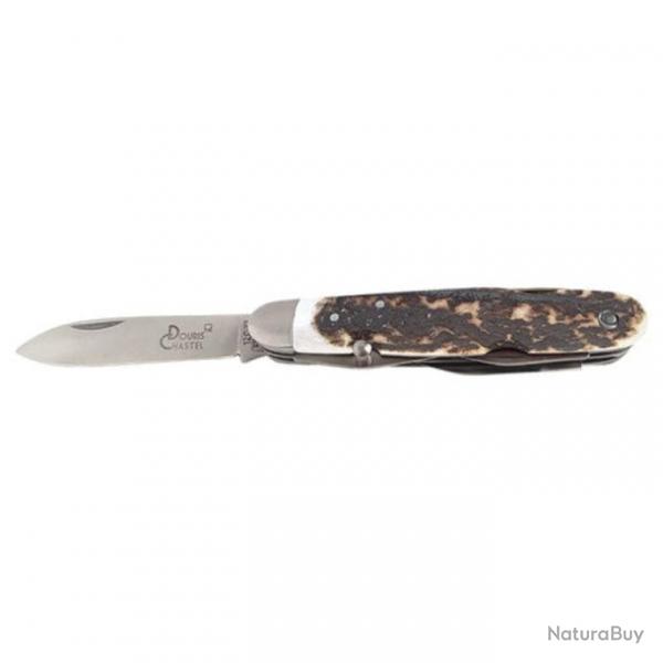 Couteau de poche Douris Chastel Navette - 6 fonctions 17,8 cm / Olivi - 17,8 cm / Bois de cerf