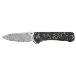 Couteau de poche QSP Hawk - 18,7 cm Verawood / Damas - Carbone/Cuivre / Damas