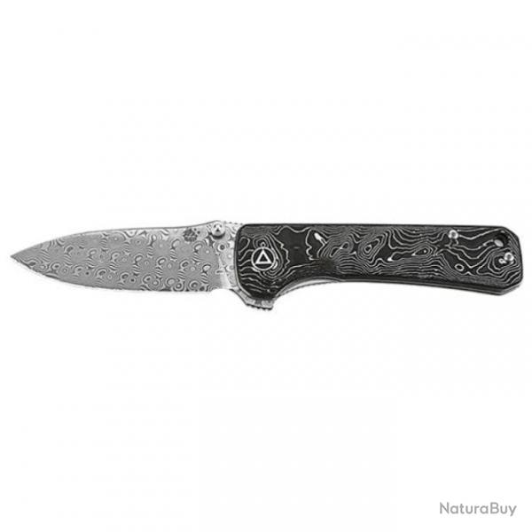 Couteau de poche QSP Hawk - 18,7 cm Verawood / Damas - Noir/Gris / Damas