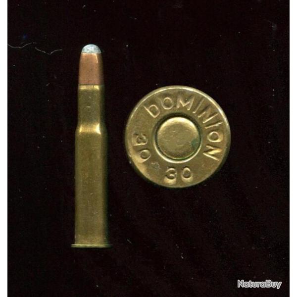 .30-30 Winchester - marque Dominion CANADA  - balle cuivre pointe plomb arrondie