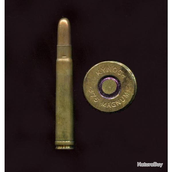 .375 H&H Magnum Rimless  - marquage : KYNOCH 375 MAGNUM  - balle cuivre pointe arrondie