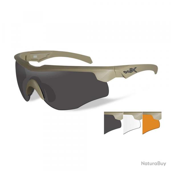 Lunettes de protection balistiques Rogue Comm tan écrans fumé/incolore/orange