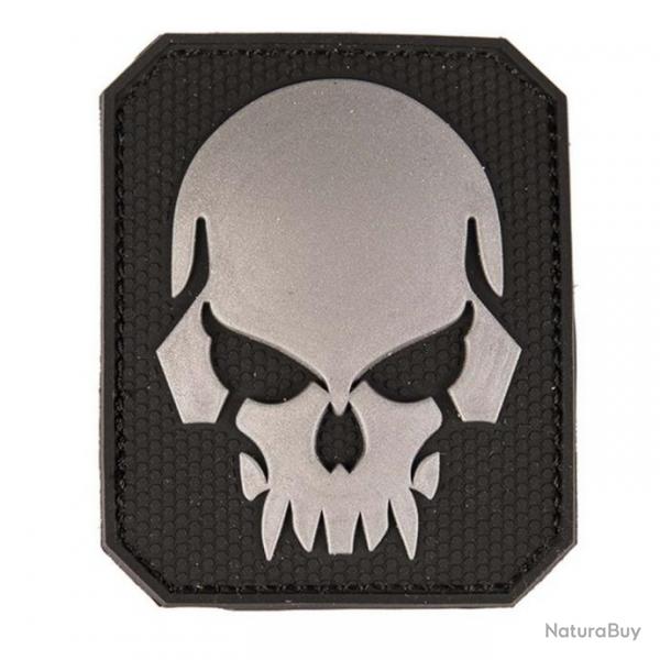 PATCH 3D SKULL AVEC SCRATCH PVC NOIR