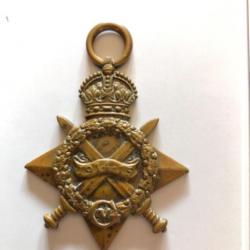 Médaille GB Britannique WW1 1914-1915 Star Originale 8308 PTE. G. STAPLEY 2nd HAMPSHIRE REGIMENT