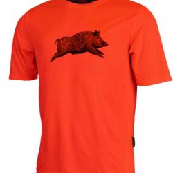 TREELAND - T-SHIRT SECHAGE RAPIDE MAILLE ORANGEMOTIF SANGLIER - T009