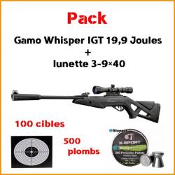 Pack GAMO WHISPER IGT 20 JOULES + LUNETTE 3-9X40 