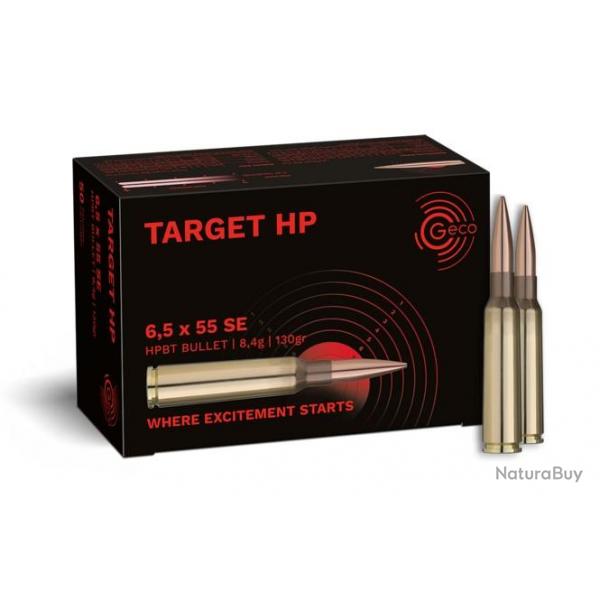 Munition Geco 6.5x55 SE Target HP 8.4g 130gr x1 boite