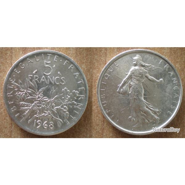 France 5 Francs 1968 Semeuse Piece Argent Frcs Frs Frc