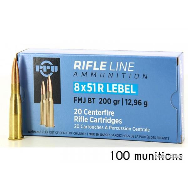 100 munitions 8x51 r lebel partizan FMJ 200 grains 