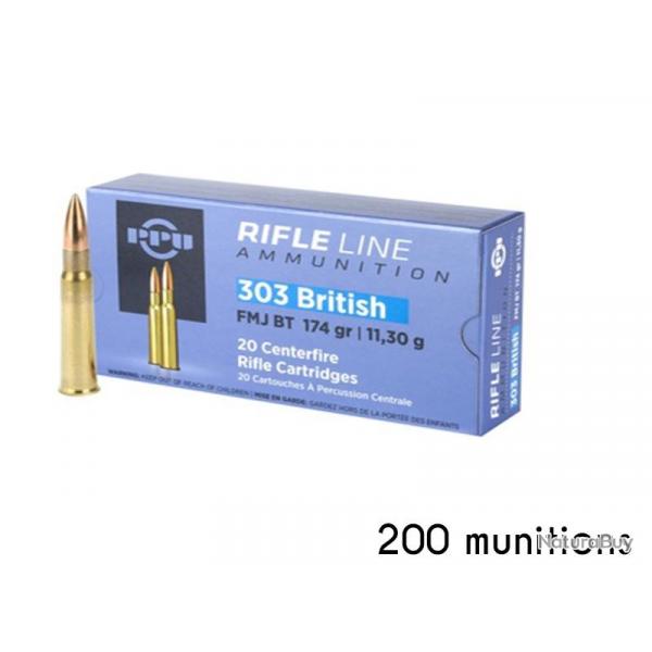 Munitions PARTIZAN calibre 303 British FMJ PPU BT 174gr - 11.2g x200 