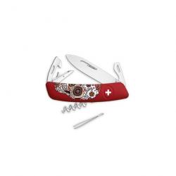 Couteau multifonction Swiza D03 Mexican Skull - 11 fonctions - 7,5 cm / Rouge