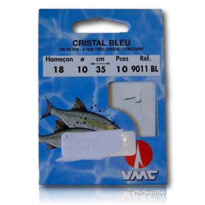 Hameçons Montés Cristal Bleu Sans Ardillon - Lot De 10, Taille 22, Longueur 35 Cm, Diamètre 0.08 Mm