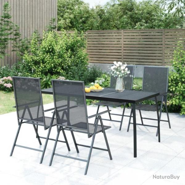 Ensemble de salle  manger de jardin 5 pcs anthracite acier