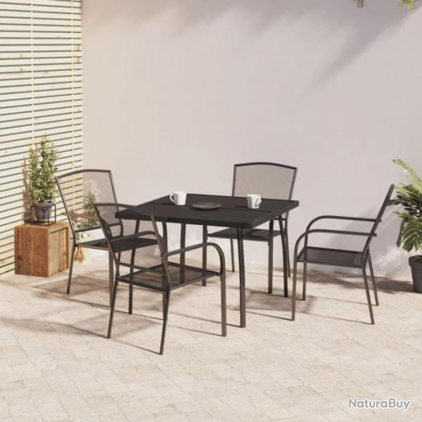 Ensemble de salle  manger de jardin 5 pcs anthracite acier