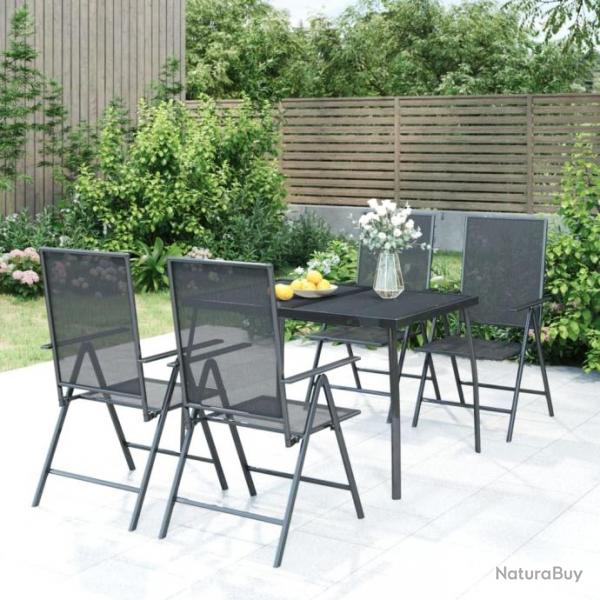 Ensemble de salle  manger de jardin 5 pcs anthracite acier