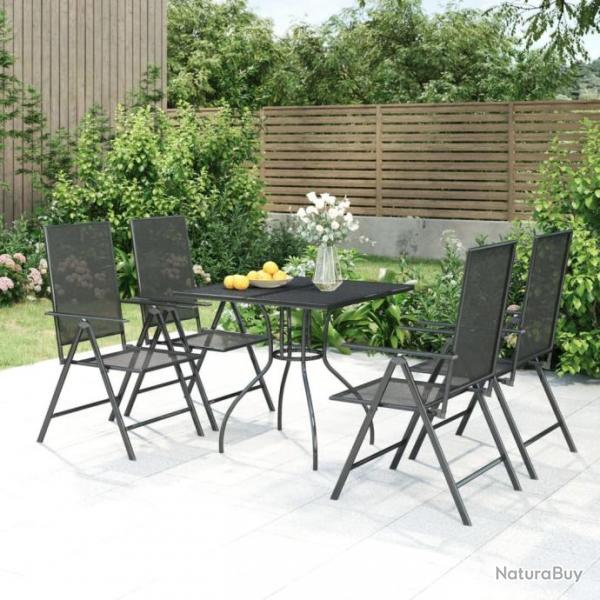 Ensemble de salle  manger de jardin 5 pcs anthracite acier