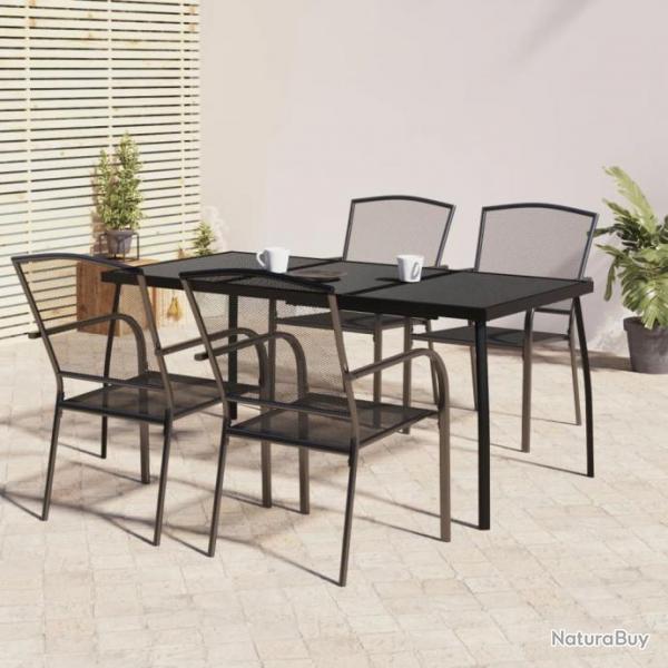 Ensemble de salle  manger de jardin 5 pcs anthracite acier