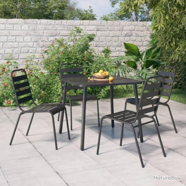 Ensemble de salle  manger de jardin 5 pcs anthracite acier