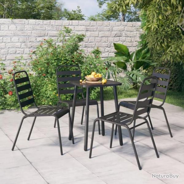 Ensemble de salle  manger de jardin 5 pcs anthracite acier