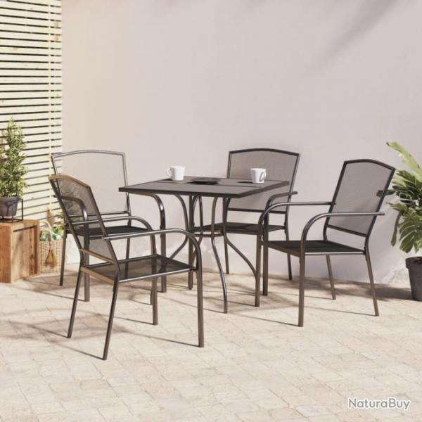 Ensemble de salle  manger de jardin 5 pcs anthracite acier