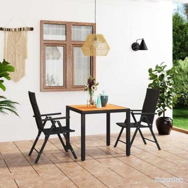 Ensemble de salle  manger de jardin 3 pcs Noir et marron