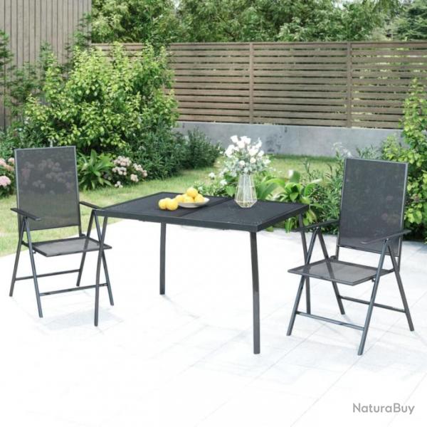 Ensemble de salle  manger de jardin 3 pcs anthracite acier