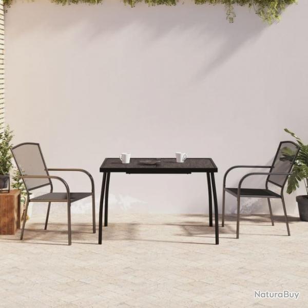 Ensemble de salle  manger de jardin 3 pcs anthracite acier