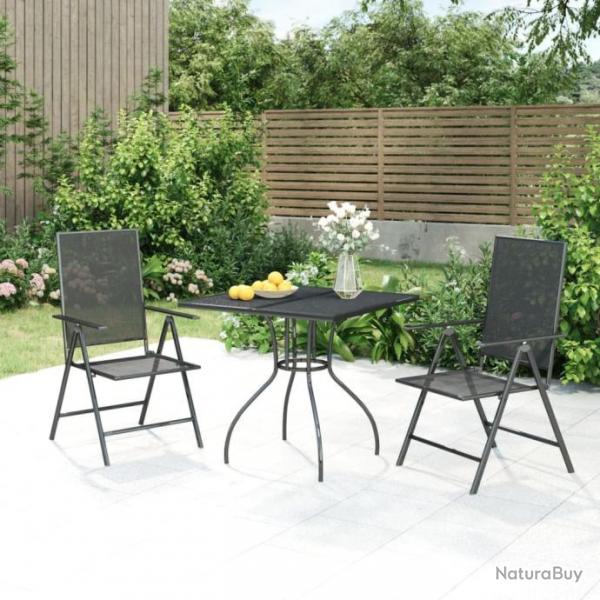 Ensemble de salle  manger de jardin 3 pcs anthracite acier